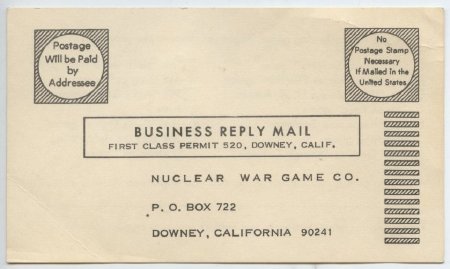 Nuclear War Card Game Mailer reverse