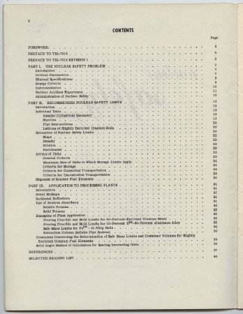 Contents Page of fNuclear Safety Guide 1961