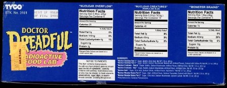 Doctor Dreadful Radioactive Food Lab Nutrition Facts