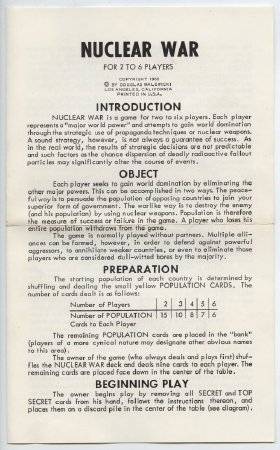 Nuclear War Card Game Instructions, p.1