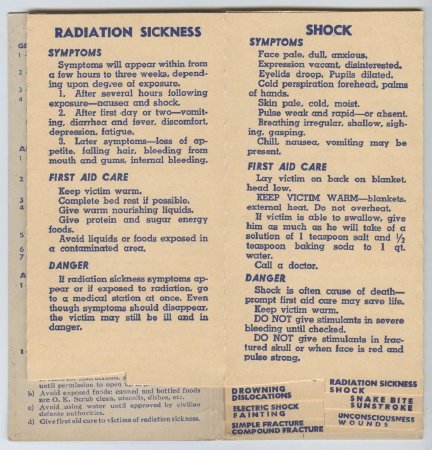 Instructions for Radiation Sickness in All-in-Vue First Aid and Atomic Defe